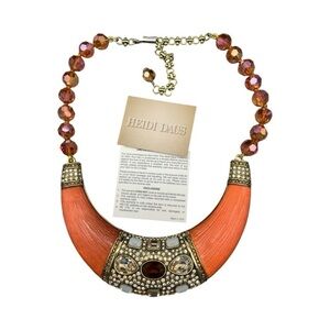 Heidi Daus Orange “Say it with Style” Crystal Resin Statement Necklace New w/Box